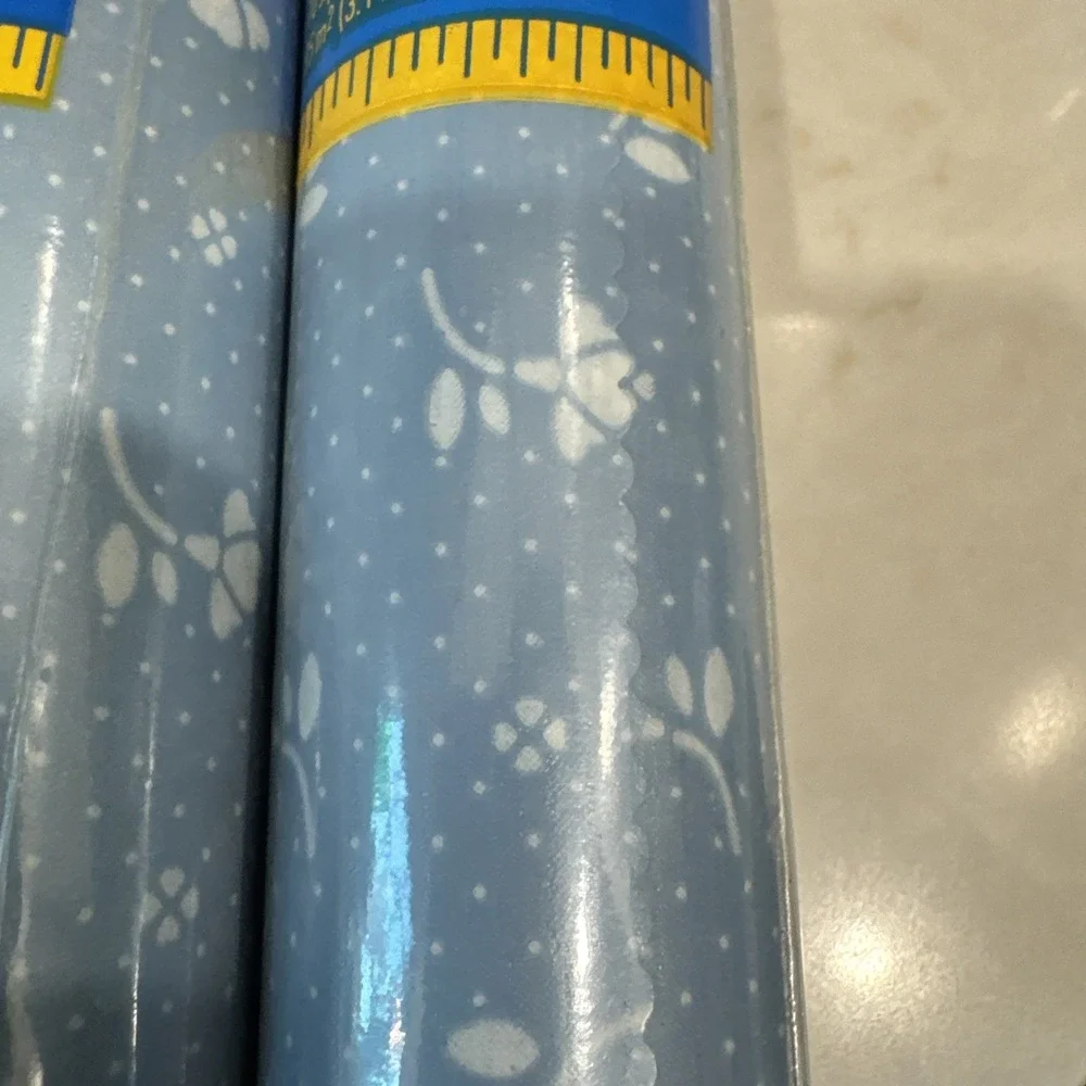 Lot of 3 Rubbermaid 1987 Shelf Drawer Liners 2 Heather Blue Floral 1 Solid Blue